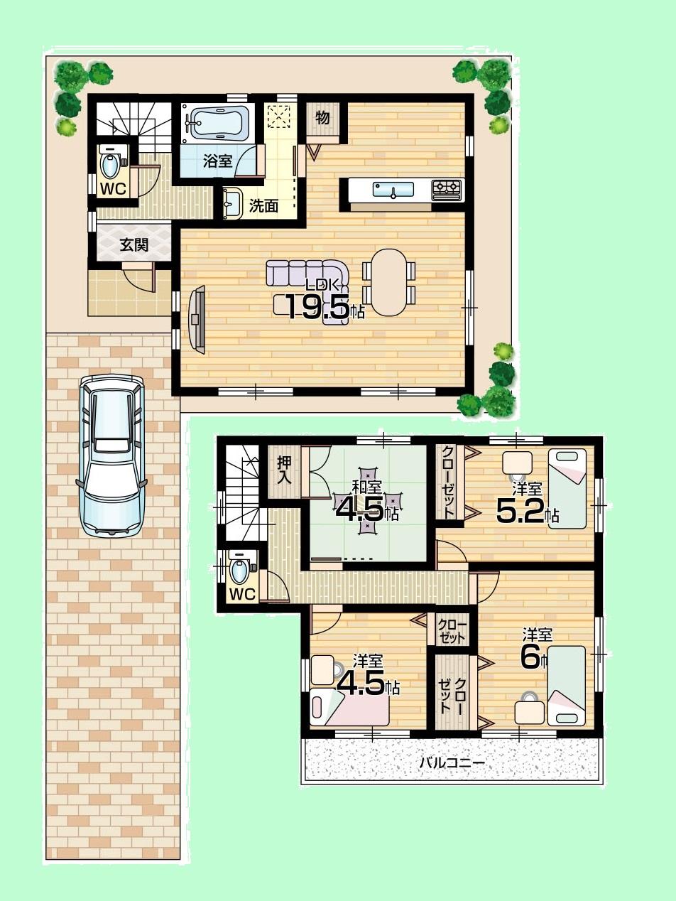 Floor plan. 21.9 million yen, 4LDK, Land area 134.45 sq m , Building area 92.34 sq m floor plan No. 4 place, Shortly after completing your preview in the reception! 