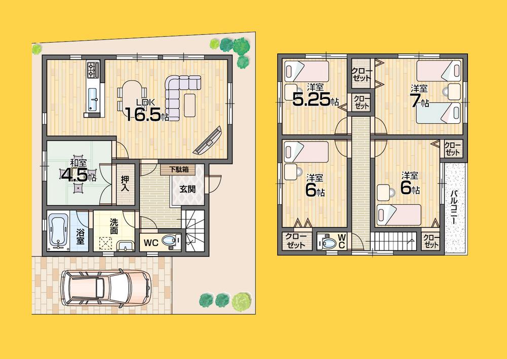Floor plan. 22,900,000 yen, 5LDK, Land area 120.27 sq m , Building area 103.68 sq m 5LDK, South balcony