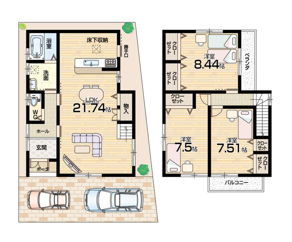 Floor plan. (Phase 2 No. 5 locations), Price 21,200,000 yen, 3LDK, Land area 101.77 sq m , Building area 101.4 sq m