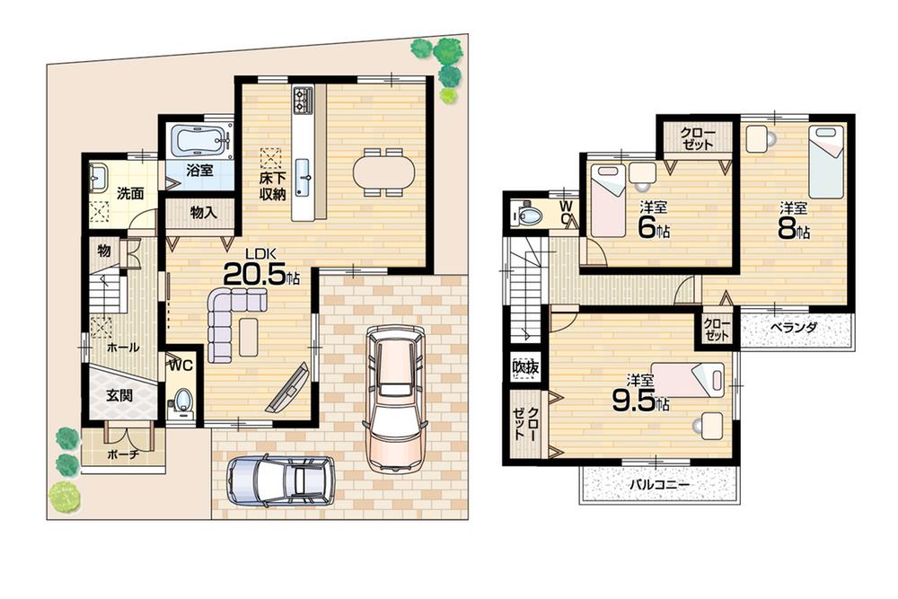 Floor plan. (Phase 2 No. 6 locations), Price 21,800,000 yen, 3LDK, Land area 101.5 sq m , Building area 102.06 sq m