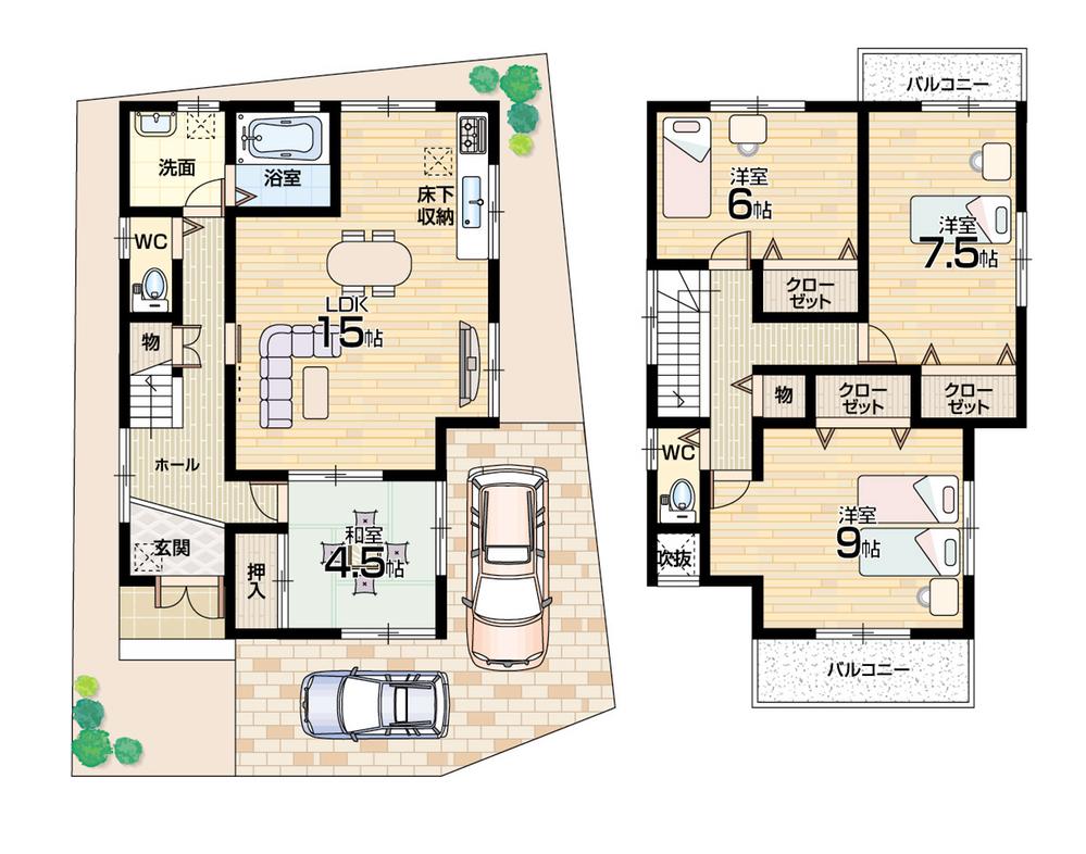 Floor plan. (Phase 2 No. 7 locations), Price 22,300,000 yen, 4LDK, Land area 105.04 sq m , Building area 102.87 sq m