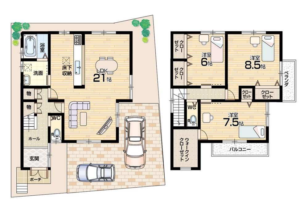 Floor plan. (Phase 2 No. 8 locations), Price 22.5 million yen, 3LDK, Land area 105.1 sq m , Building area 104.94 sq m