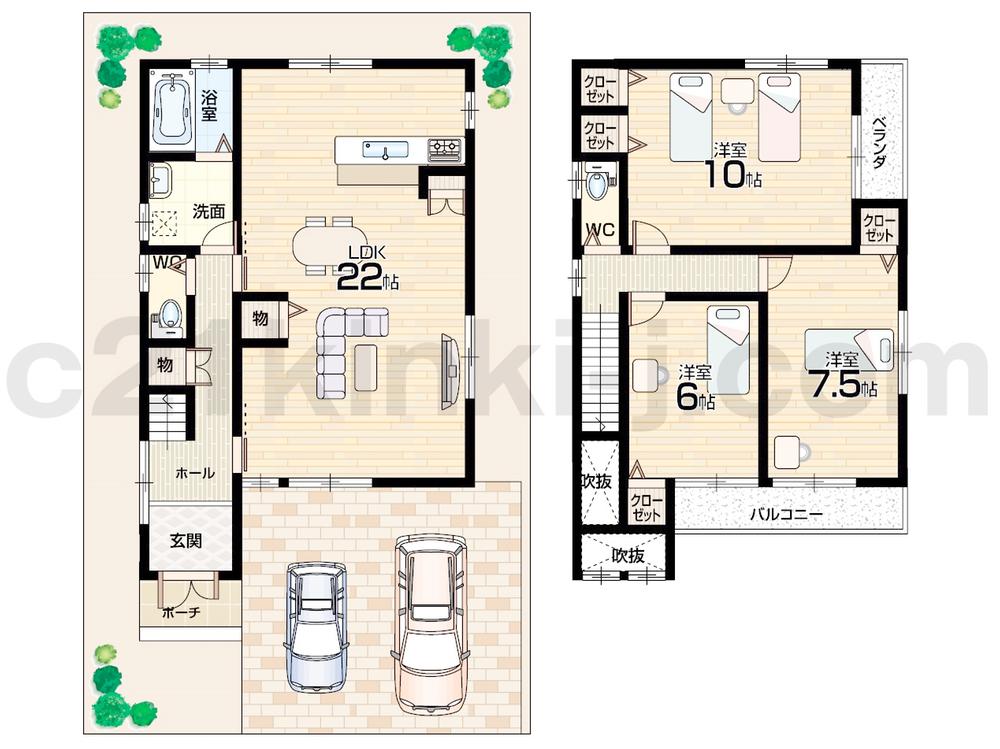 Floor plan. 22,300,000 yen, 3LDK, Land area 104.66 sq m , Building area 102.87 sq m spacious 3LDK! Parallel parking two Allowed!