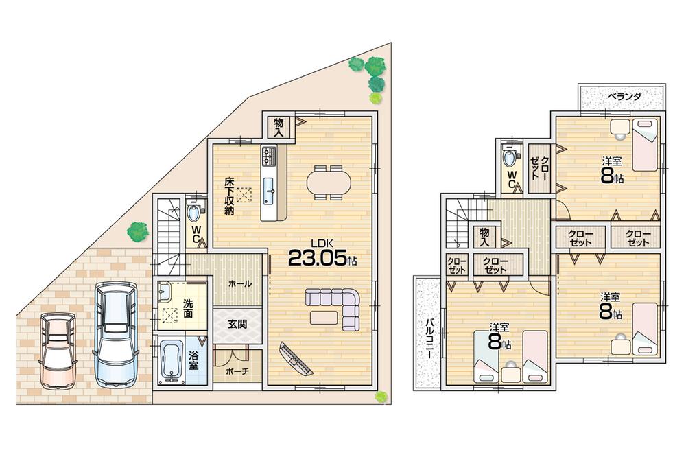 Floor plan. (No. 1 point), Price 23,700,000 yen, 3LDK, Land area 110.43 sq m , Building area 110.25 sq m