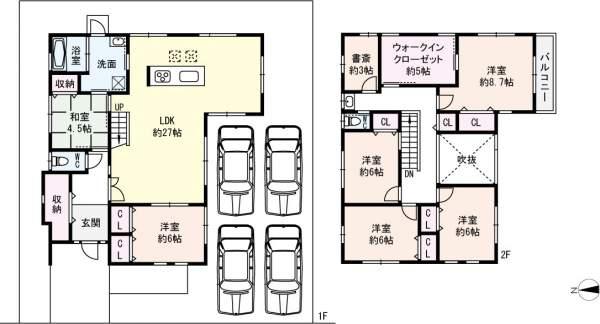 Floor plan. 42,800,000 yen, 6LDK, Land area 198.38 sq m , Building area 166.34 sq m es ・ by ・ Order of El construction housing