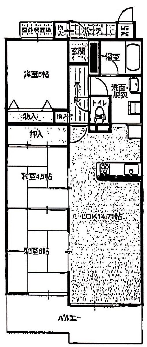 Floor plan. 3LDK, Price 9.8 million yen, Occupied area 66.08 sq m , Balcony area 10.8 sq m