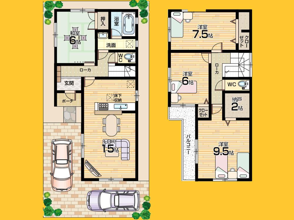 Floor plan. 26,900,000 yen, 4LDK, Land area 134.79 sq m , Building area 101.25 sq m Master Bedroom spacious 9.5 Pledge With a large storage