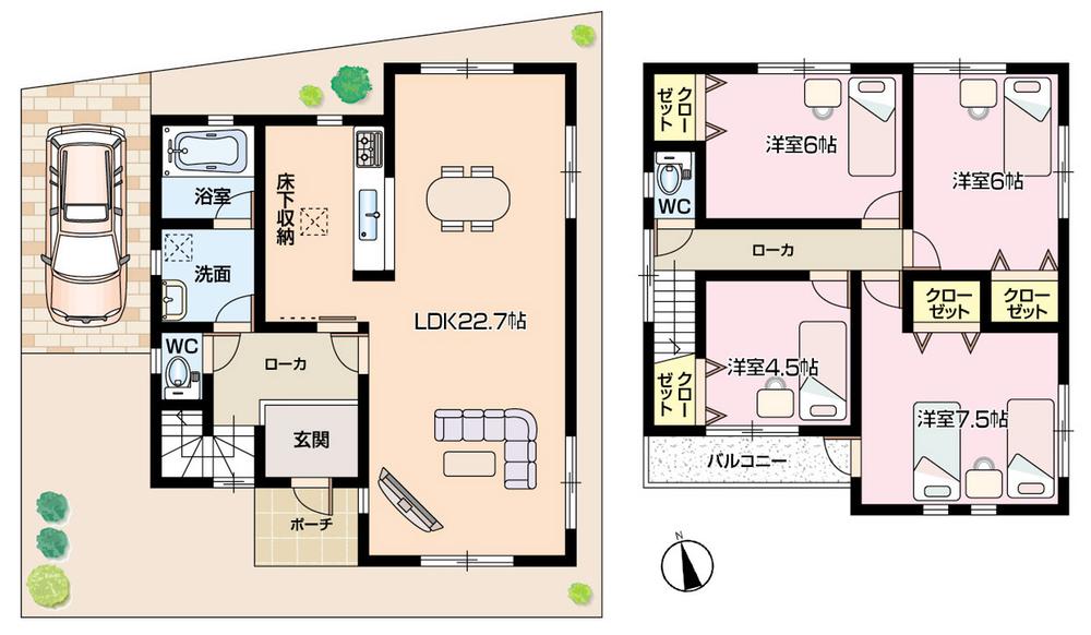 Floor plan. (3 Building), Price 22,900,000 yen, 4LDK, Land area 120.26 sq m , Building area 103.27 sq m