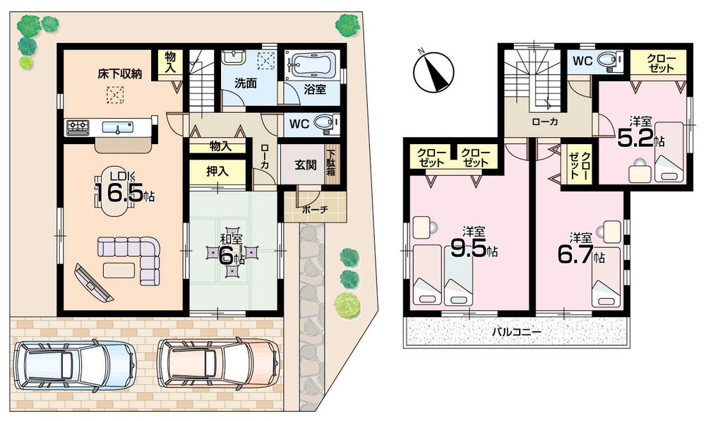 Floor plan. (6 Building), Price 23,900,000 yen, 4LDK, Land area 120.15 sq m , Building area 102.86 sq m