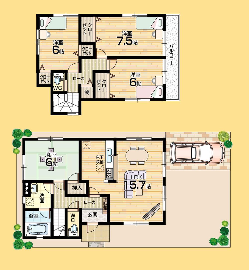 Floor plan. (No. 3 locations), Price 22,900,000 yen, 4LDK, Land area 108.81 sq m , Building area 95.98 sq m