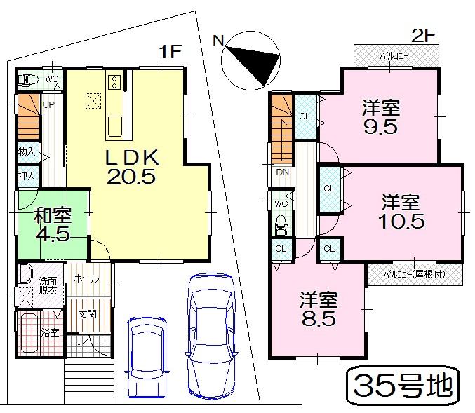 Floor plan. (No. 35 locations), Price 26,100,000 yen, 4LDK, Land area 120.7 sq m , Building area 119.07 sq m