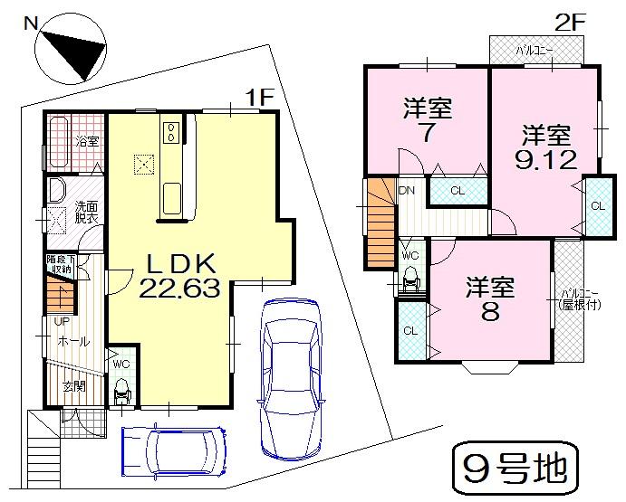 Floor plan. (No. 9 locations), Price 22.6 million yen, 3LDK, Land area 105.28 sq m , Building area 104.89 sq m