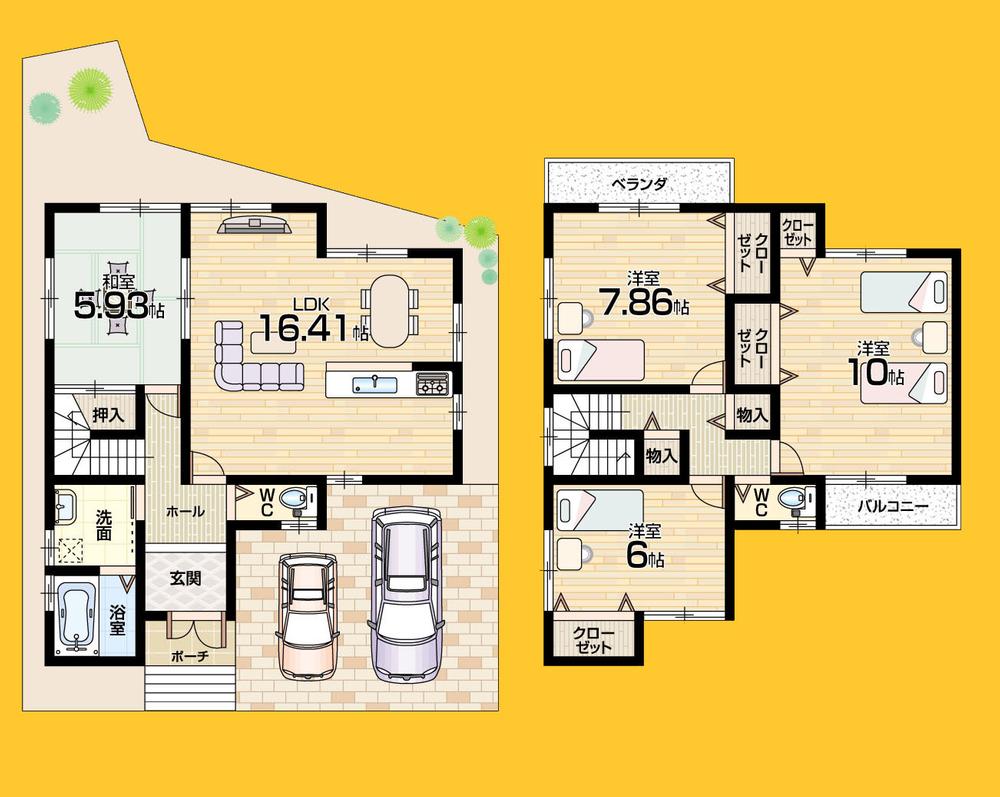 Floor plan. 23,900,000 yen, 4LDK, Land area 108.32 sq m , Building area 108 sq m land 32 square meters or more 4LDK