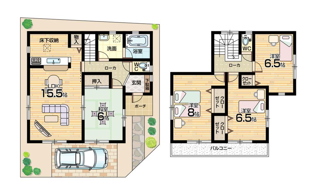 Floor plan. 24,800,000 yen, 4LDK, Land area 100 sq m , Building area 97.2 sq m floor plan No. 5 areas, Shortly after completing your preview in the reception! 