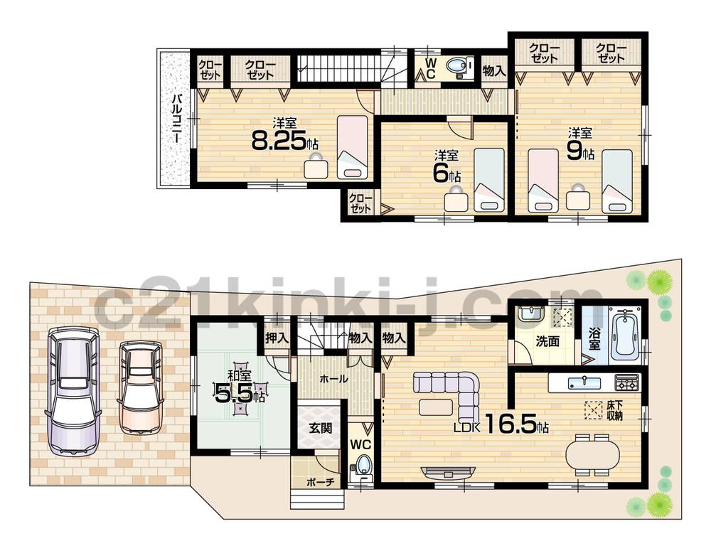 Floor plan. (No. 5 locations), Price 23.4 million yen, 4LDK, Land area 105.65 sq m , Building area 105.3 sq m