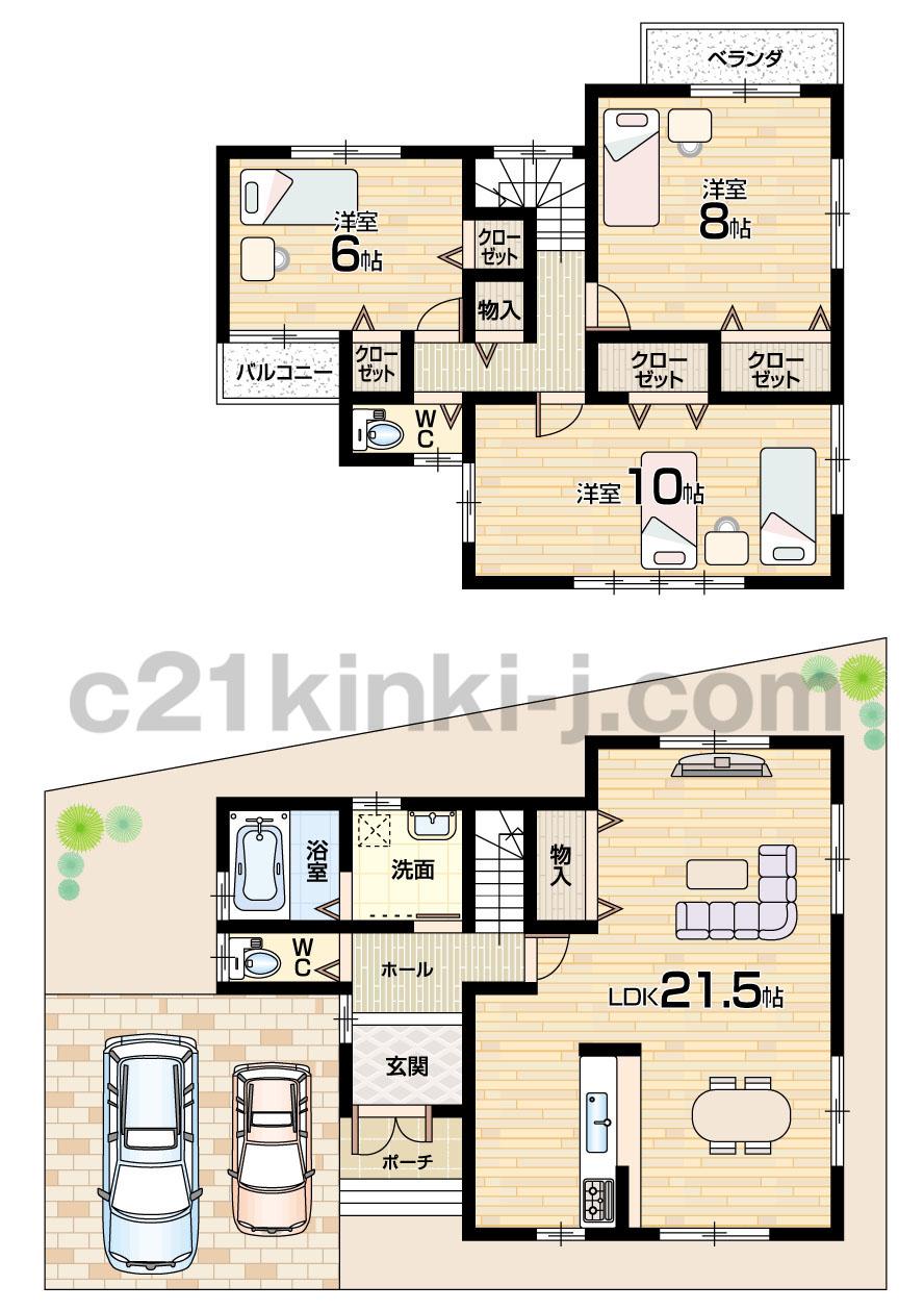 Floor plan. 23 million yen, 3LDK, Land area 105.73 sq m , Building area 103.68 sq m