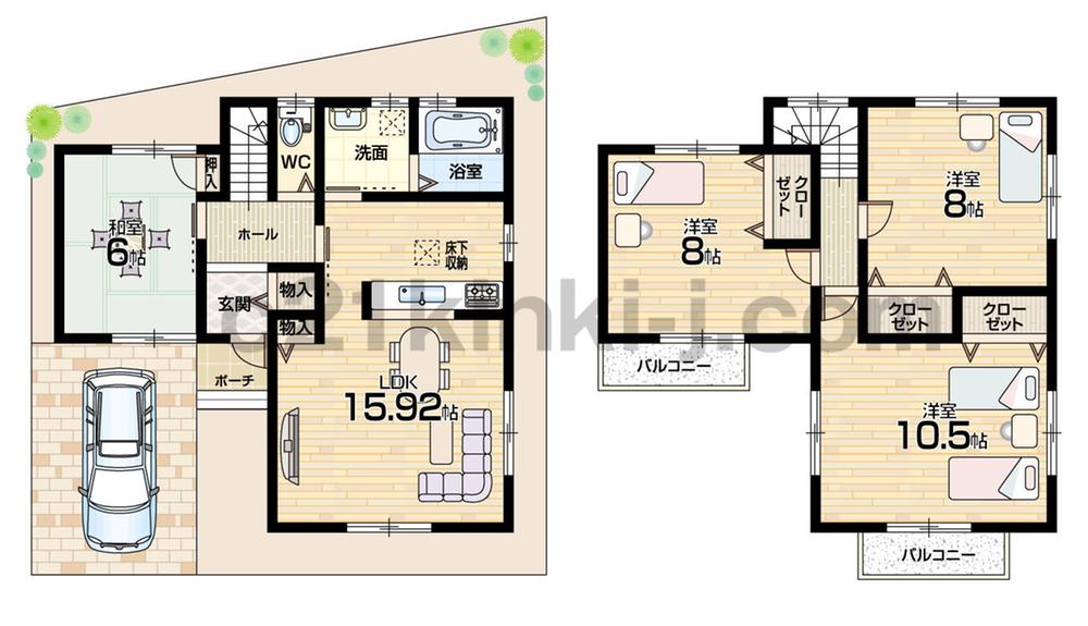 Floor plan. (No. 3 locations), Price 22,900,000 yen, 4LDK, Land area 105.95 sq m , Building area 104.76 sq m