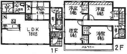 Floor plan. 23,900,000 yen, 5LDK, Land area 120.54 sq m , Building area 105.92 sq m 4LDK! South daylighting! All room 6 quires more!
