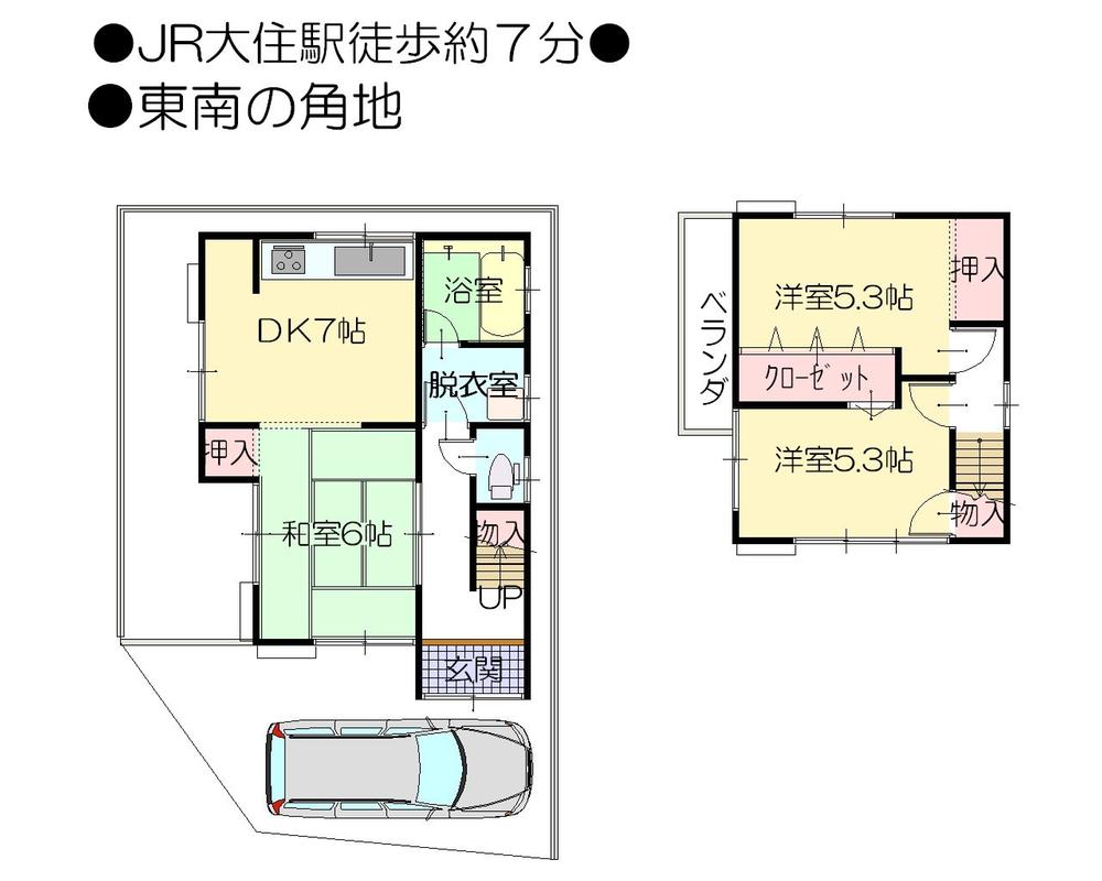 Floor plan. 9.8 million yen, 3DK, Land area 72.55 sq m , Building area 59.42 sq m 3DK & parking one possible floor plan. 