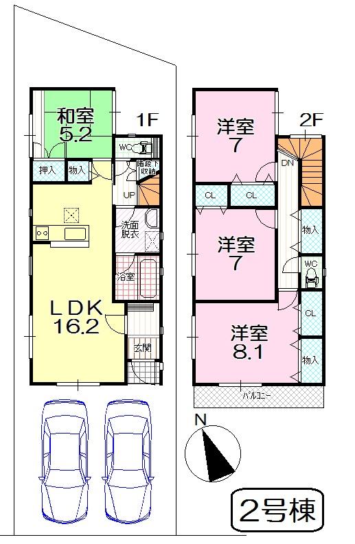 Floor plan. (No. 2 locations), Price 23,900,000 yen, 4LDK, Land area 120.1 sq m , Building area 102.86 sq m