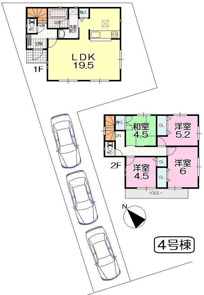 Floor plan. (No. 4 locations), Price 21.9 million yen, 4LDK, Land area 135.45 sq m , Building area 92.34 sq m