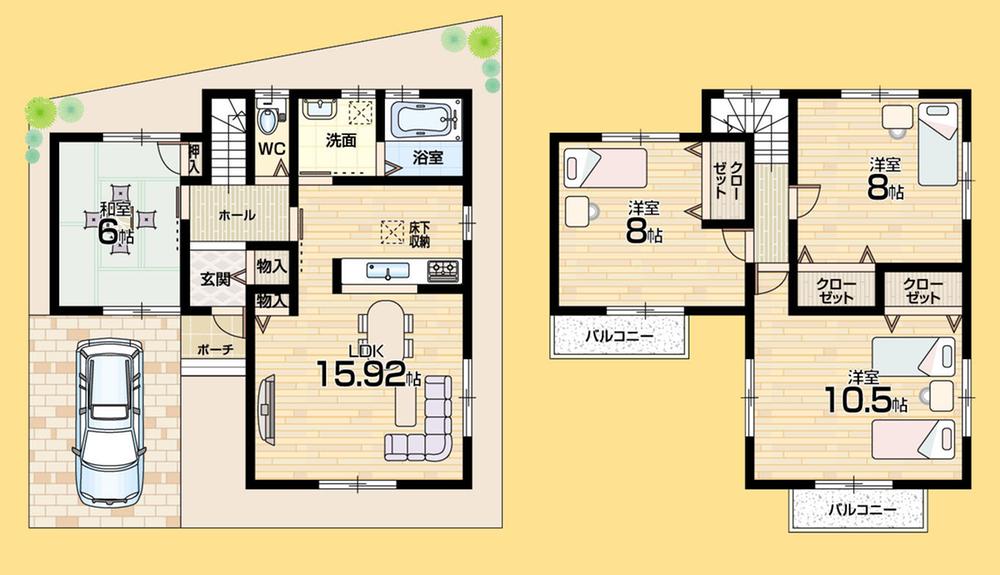 Floor plan. (No. 3 locations), Price 22,900,000 yen, 4LDK, Land area 105.95 sq m , Building area 104.76 sq m