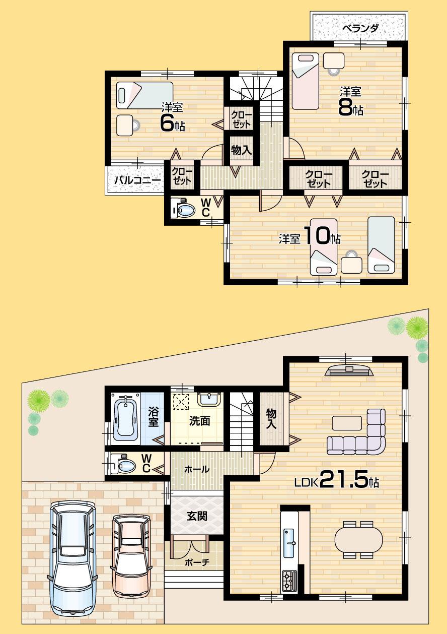 Floor plan. (No. 4 locations), Price 23 million yen, 3LDK, Land area 105.73 sq m , Building area 103.68 sq m