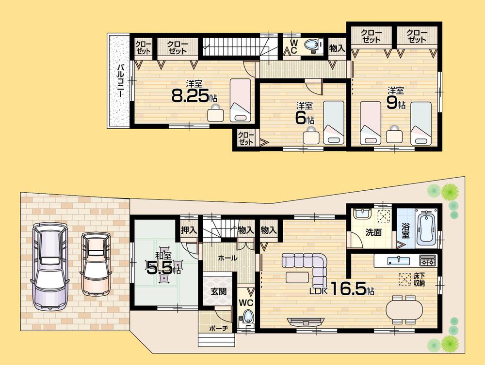 Floor plan. (No. 5 locations), Price 23.4 million yen, 4LDK, Land area 105.65 sq m , Building area 105.3 sq m