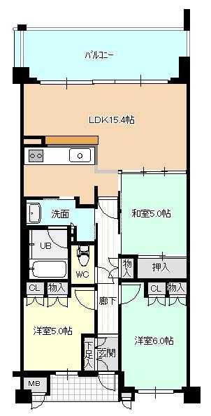 Floor plan. 3LDK, Price 23.8 million yen, Footprint 71.4 sq m , Balcony area 12.6 sq m