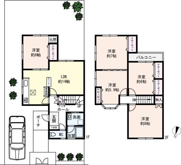 Floor plan. 25,900,000 yen, 5LDK, Land area 149.34 sq m , Building area 100.71 sq m 5LDK + parking single
