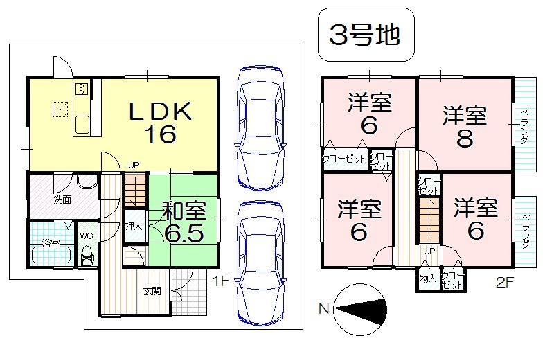 Floor plan. (No. 3 locations), Price 23.8 million yen, 5LDK, Land area 110.55 sq m , Building area 108.9 sq m