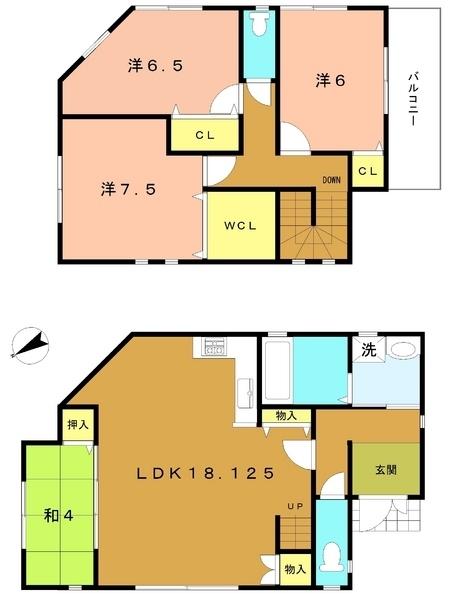 Floor plan. 42,800,000 yen, 4LDK, Land area 153.79 sq m , Building area 104.61 sq m