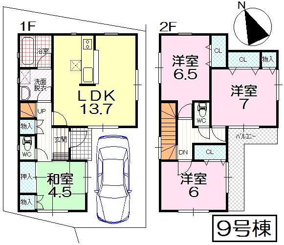 Floor plan. (No. 9 locations), Price 20,900,000 yen, 4LDK, Land area 100.64 sq m , Building area 89.9 sq m