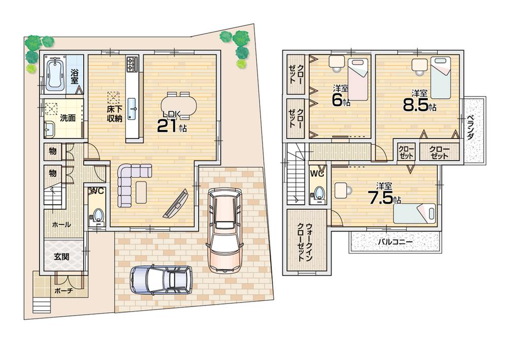Floor plan. (No. 8 locations), Price 22.5 million yen, 3LDK+S, Land area 105.1 sq m , Building area 104.94 sq m