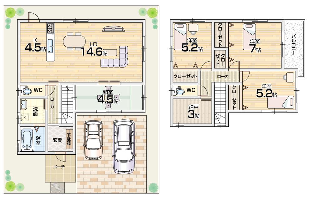 Floor plan. (E No. land), Price 36,900,000 yen, 4LDK+S, Land area 120.06 sq m , Building area 103.3 sq m