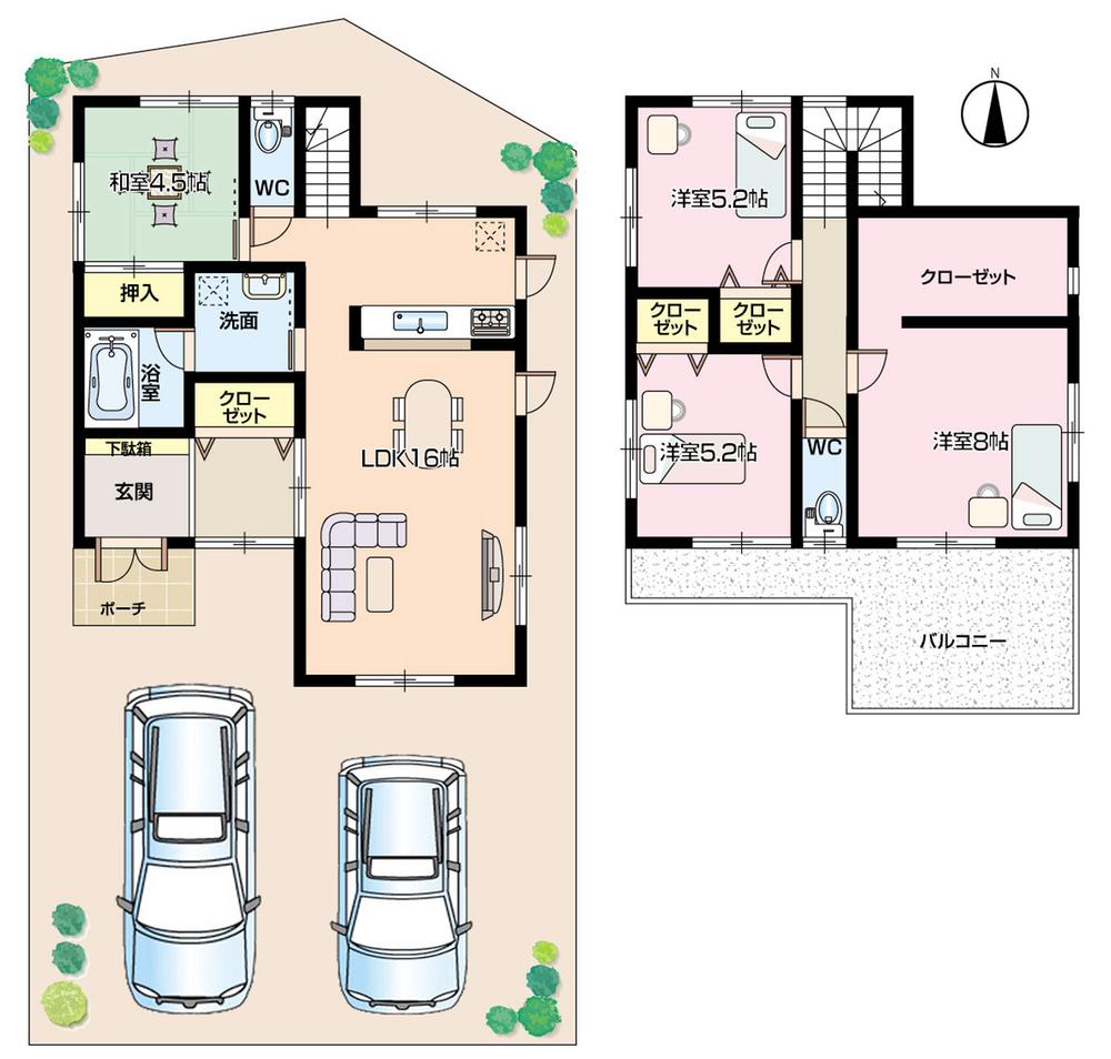 Floor plan. (B No. land), Price 37,900,000 yen, 4LDK, Land area 126.04 sq m , Building area 102.67 sq m