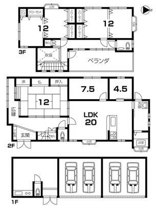 Floor plan. 55,800,000 yen, 4LDK + S (storeroom), Land area 452.39 sq m , Building area 177.66 sq m