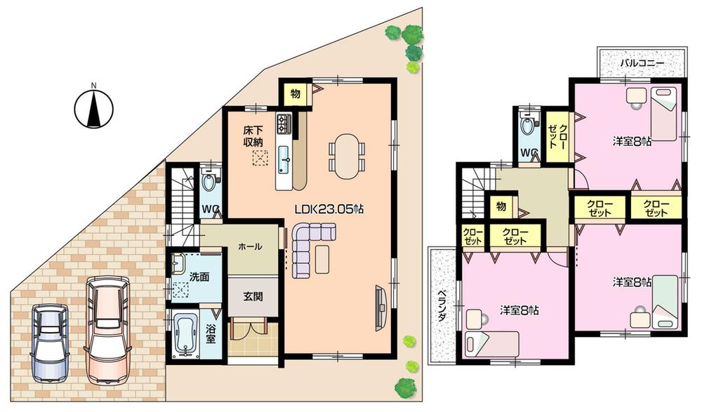 Floor plan. (No. 1 point), Price 23,700,000 yen, 3LDK, Land area 110.43 sq m , Building area 110.25 sq m