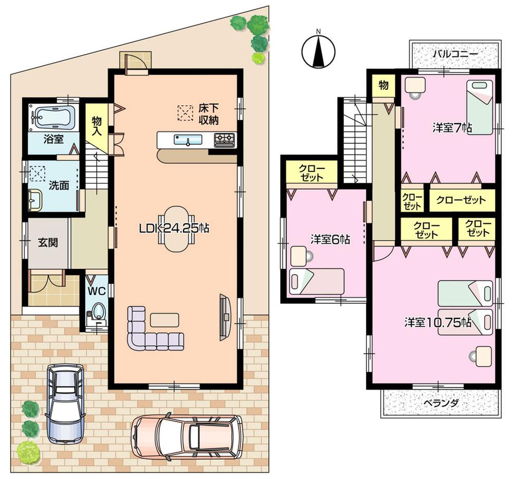 Floor plan. (No. 2 locations), Price 23.4 million yen, 3LDK, Land area 109.54 sq m , Building area 108.55 sq m