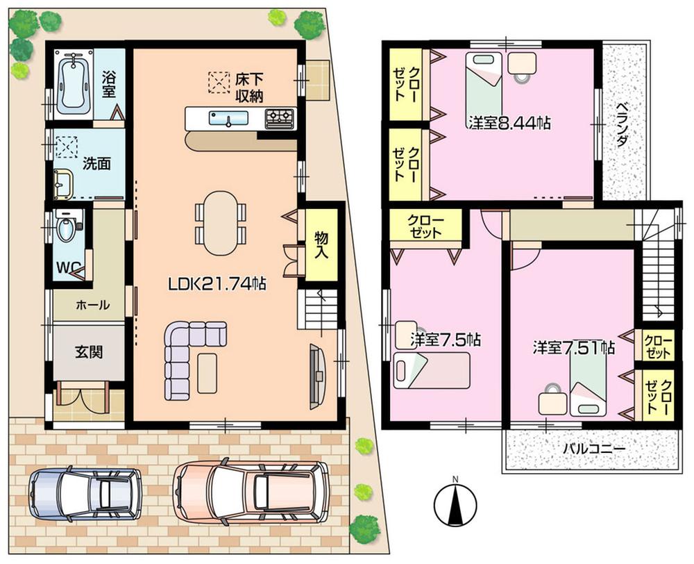 Floor plan. (No. 5 locations), Price 21,200,000 yen, 3LDK, Land area 101.77 sq m , Building area 101.4 sq m