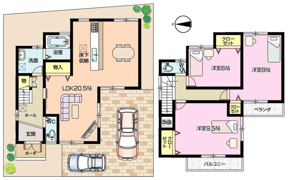 Floor plan. (No. 6 locations), Price 21,800,000 yen, 3LDK, Land area 101.5 sq m , Building area 102.06 sq m