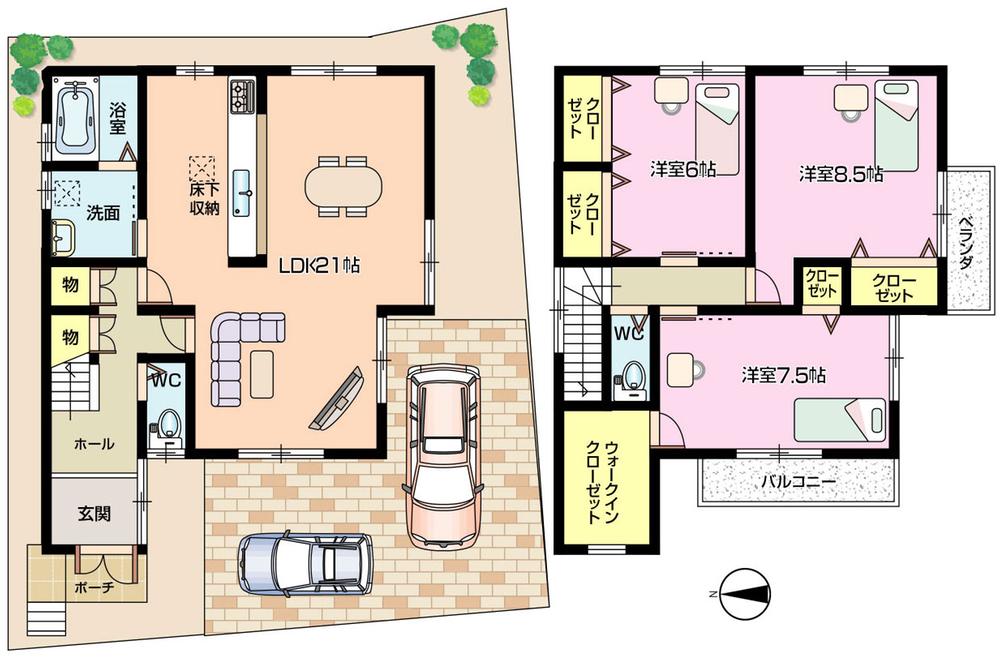 Floor plan. (No. 8 locations), Price 22.5 million yen, 3LDK, Land area 105.1 sq m , Building area 104.94 sq m