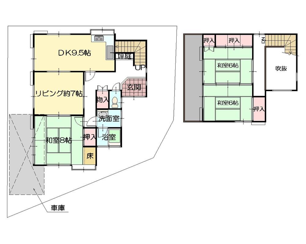 Floor plan. 17.5 million yen, 3LDK, Land area 126.88 sq m , Floor plan of the building area 115.14 sq m 4DK + with garage Balcony spread