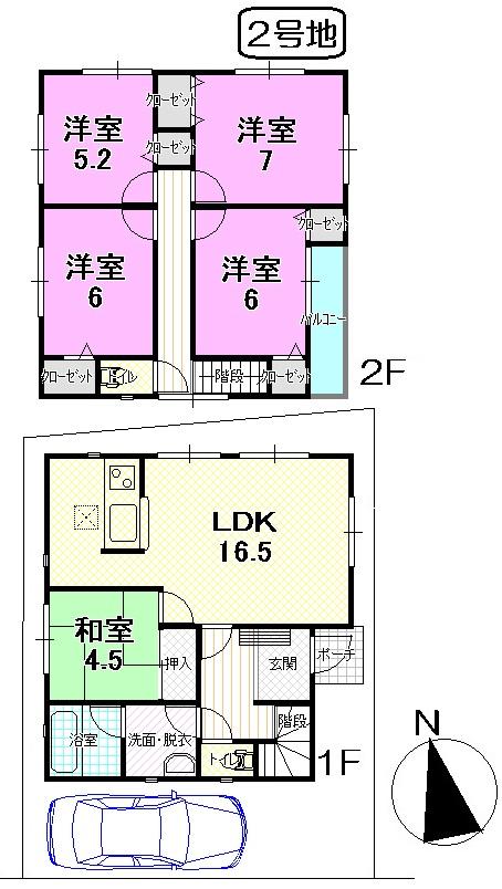 Floor plan. (No. 2 locations), Price 22,900,000 yen, 5LDK, Land area 120.27 sq m , Building area 103.68 sq m