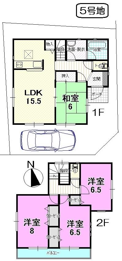 Floor plan. (No. 5 locations), Price 24,800,000 yen, 4LDK, Land area 124.6 sq m , Building area 97.2 sq m