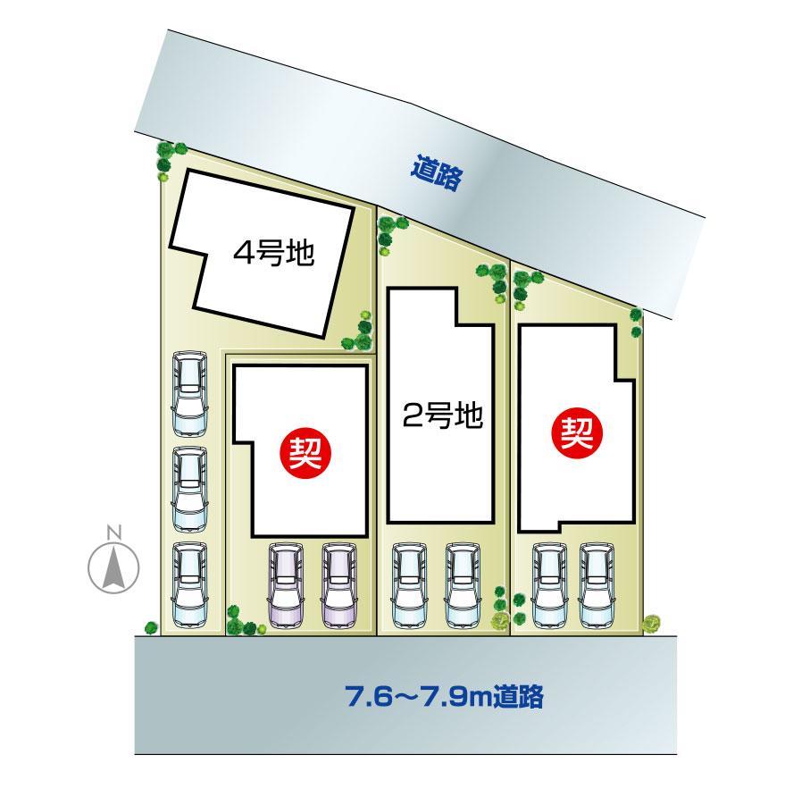Compartment figure. 22,900,000 yen, 4LDK, Land area 108.81 sq m , Building area 95.98 sq m new districts of all four compartments!