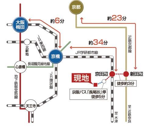 Direct from JR "Kyotanabe" station to "Kyobashi" 35 minutes ・ Direct 42 minutes to "Kitashinchi" (high speed use) Kintetsu direct 23 minutes from "Nitta side" station to "Kyoto" (express use)