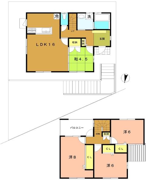Building plan example (floor plan). Building plan example (C No. land) Building Price 15.8 million yen, Building area 97.7 sq m
