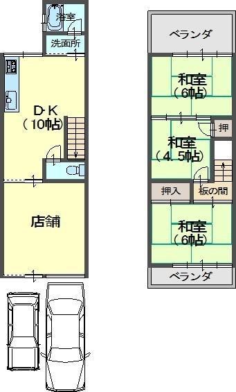 Floor plan. 13.8 million yen, 3DK, Land area 65.31 sq m , Building area 74.24 sq m