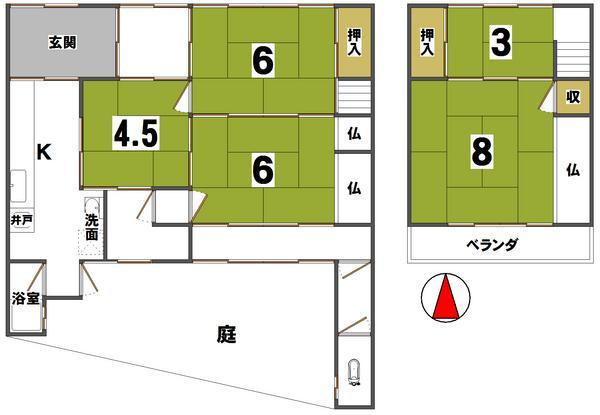 Floor plan. 21,800,000 yen, 5K, Land area 123.31 sq m , Building area 97.18 sq m